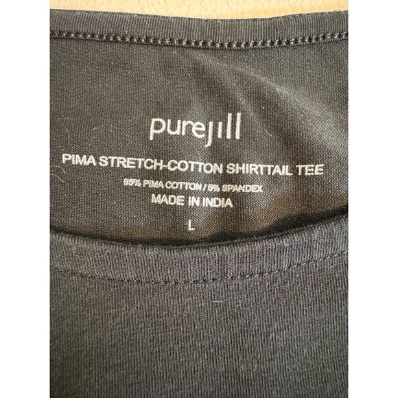 J. Jill Pure Jill tunic top black Pima stretch cotton long sleeve scoop   Sz L - Picture 5 of 8